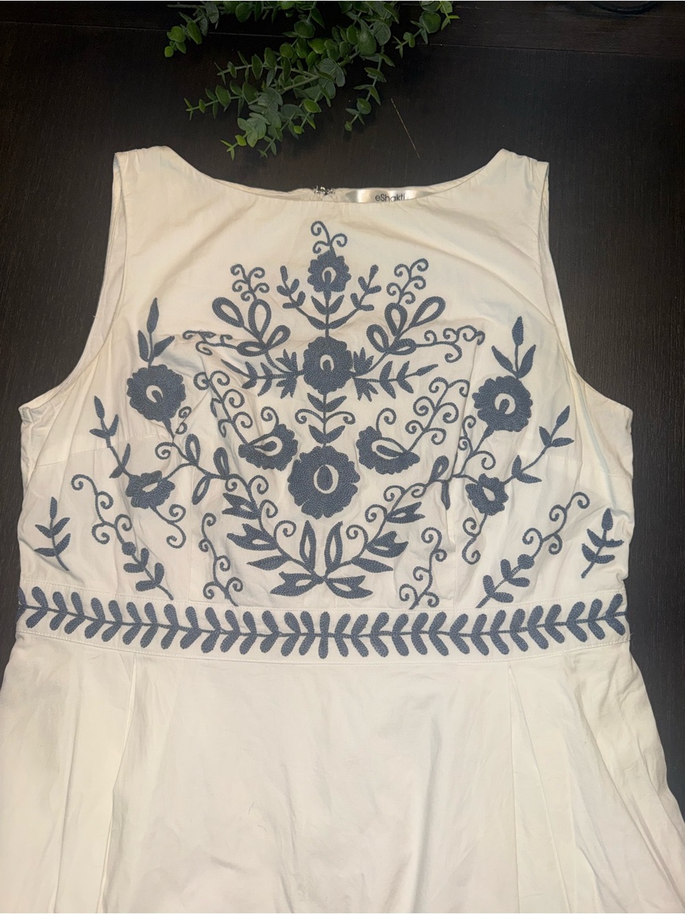 Floral Vine Embroidered Cotton Poplin Maxi Dress Cottagecore Boho Prairie Dress - Picture 4 of 8